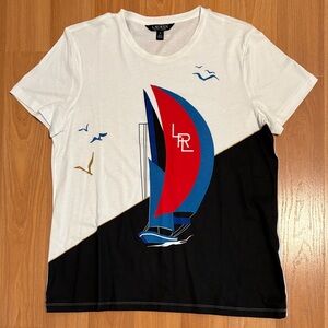 Ralph Lauren White and Black Graphic T-Shirt
